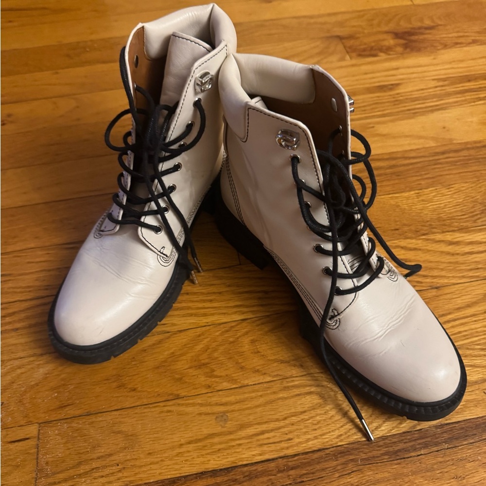 Coach White Combat Boots with Black Laces